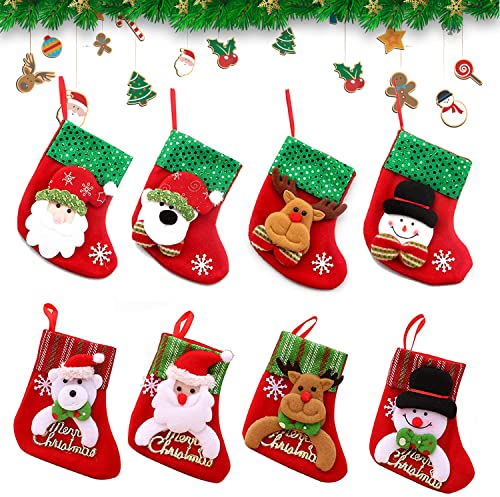 Nikolausstrumpf, 8 Stück Weihnachtsstrumpf, Nikolausstiefel, Weihnachtssocken Befüllen, Nikolausstiefel zum Befüllen & Aufhängen an Weihnachten(A)