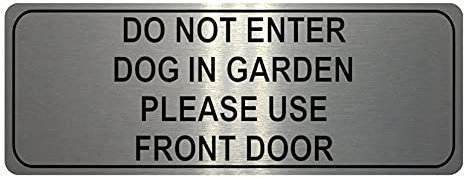 xtra-print 1047 DO NOT ENTER PLEASE USE FRONT DOOR Metal Aluminium Plaque Sign Door Gate (200x75mm, Brushed Silver)