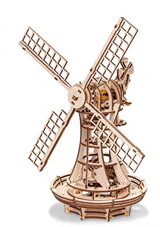 EWA Eco-Wood-Art - Windmill - Puzzle 3D mécanique en Bois - Casse-tête pour Adultes et Adolescents -à Monter soi-même sans Colle- 227 pièces