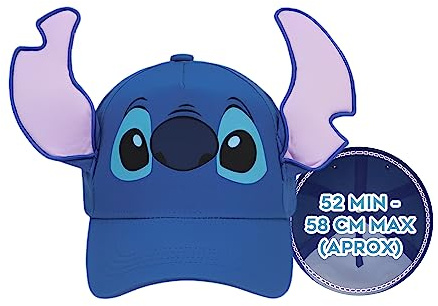 Disney Stitch Baseball Cap Girls Summer Holiday Essentials One Size Adjustable Strap Childrens Sun Hat Lightweight Breathable 3D Cap for Girls Stitch Gifts for Girls (Blue)
