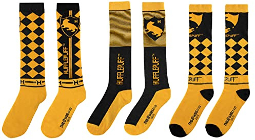 Cinereplicas Harry Potter - Calzini Alti Grifondoro (Set di 3) - Taglia unica da 35 a 45 - Licenza Ufficiale (Hufflepuff)