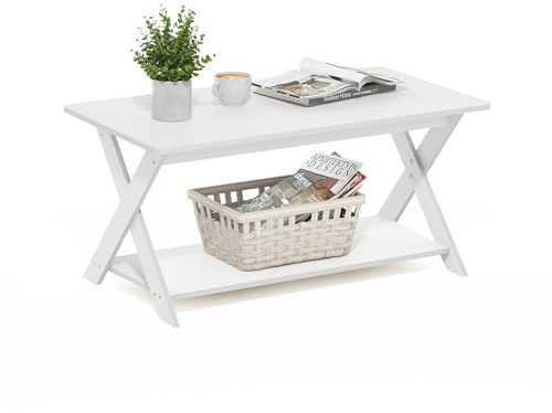 Furinno Modern Simplistic Tavolino Da Caffè Incrociato, Bianco