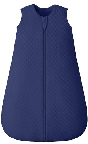 FIEMOL Schlafsack Baby 2.5 Tog 0-6 Monate, Winter Baumwolle Neugeborenen Baby Schlafsack Wearable Decke für Säugling und Kleinkind, 2-Wege-Reißverschluss Schlummersack Blau 67cm