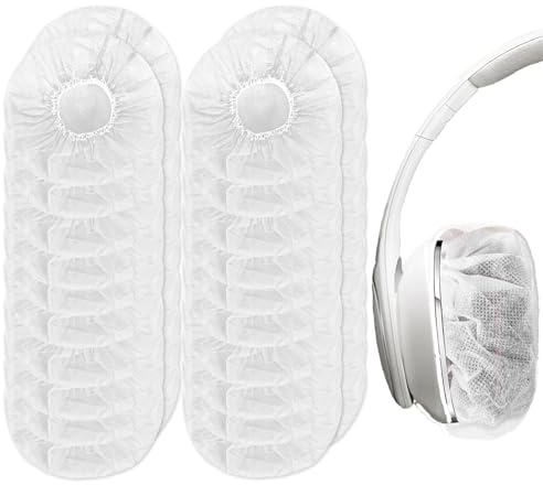 PESLNG 200 Piezas Funda Desechable para Auriculares, Blanca, Elástica y Extensible, Protección Higiénica para Auriculares (8-13CM), Ideal para Casa, Deporte y Oficina