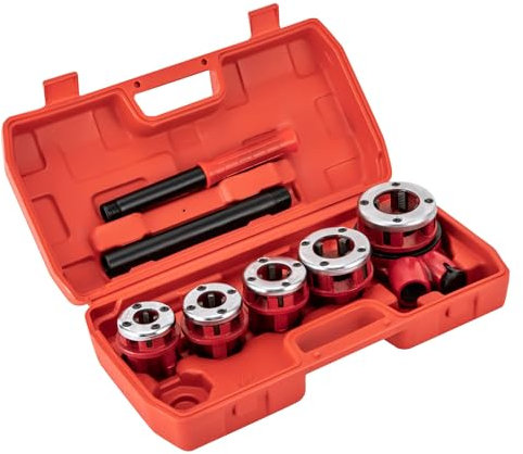 Juego de 5 terrajas de roscar para plomero, roscador, roscador, roscado exterior, 3/8, 1/2, 3/4, 1, 1-1/4