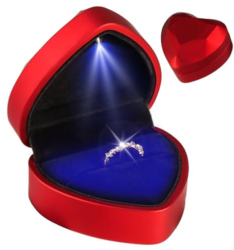 Scatola per anelli LED, cuore regalo gioielli, proposta matrimonio, fidanzamento, festival, San
