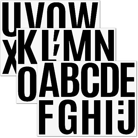 GETRICH Lettre Autocollantes Noir, 15 Feuilles Lettres Adhesives Imperméables, Autocollants Alphabet en Vinyle Imperméable pour Boîte Aux Lettres, Panneaux, Voitures, Numéro D'adresse, Portes