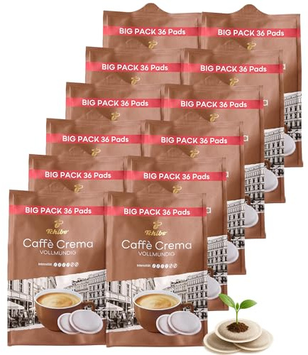 Tchibo Kaffeepads Vorratspack Maxipack, Caffè Crema vollmundig, 432 Stück – 12x 36 Pads (Kaffee, ausgewogen und vollmundig), nachhaltig, geeignet für Senseo Maschinen