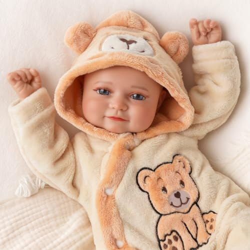 BABESIDE Muñecas Reborn Realistas de 40 cm, Cuerpo de Tela Suave, Muñeca Infantil de Verdad, con Ojos Abiertos y Accesorios, Regalos para Niños a Partir de 3 Años y Colección