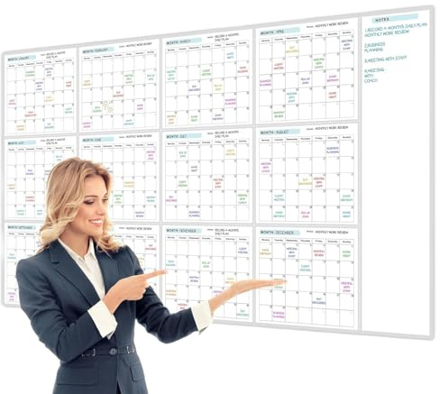 Wuvfojca Planificateur Annuel Sans Date Effaçable 150x85cm Grand Calendrier Affiche Planificateur Annuel 12 Mois Pour Booster Organisation, Études Et Travail Dans Votre Maison, Bureau,