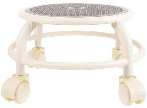 GALPADA Tabouret à Roulette Rond et Bas, Tabouret Roulant pour Pédicure en Plastique, Siège Polyvalent avec Roues Pivotantes, pour Salon de Manucure et Pédicure