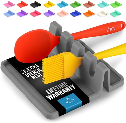 Zulay Kitchen silicone utensili riposo con drip rilievo per gli utensili più resistente a calore, senza bpa spoon riposo e spoon supporto per parte superiore della stufa, supporto utensile da cucina