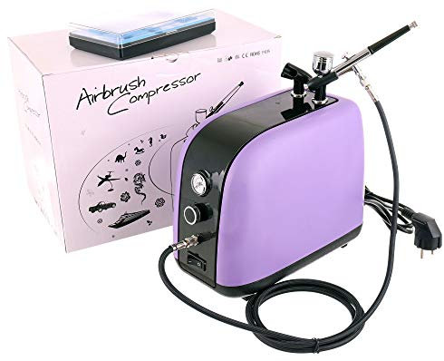 Airbrush VIOLET Compresseur double action 4 bar complet avec pistolet aérographe 0,3 mm