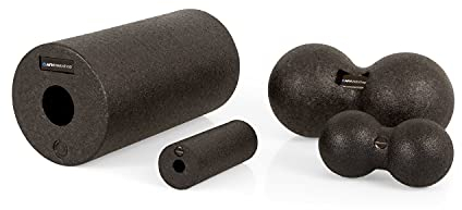 Starter Set inklusive 2 Faszienrollen und 2 Peanut Bällen mit Transport-Taschen | hochdichter EPP Schaumstoff | Foam Roller zur Selbstmassage | Sport Massagerolle