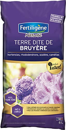 FERTILIGENE NATUREN FBRU6P -Terre Dite de Bruyère, Hortensias, Azalées UAB 6 L -Adaptée aux Plantes acidophiles -Terre de bruyère avec Engrais Organique -Floraison Plus abondante - Fabriqué en France