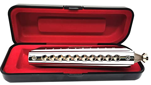 10 Löcher, 40 Töne, professionelle, chromatische Mundharmonika, C-Dur, Musikinstrumente für Erwachsene, professionelle Spieler, Studenten und Anfänger (Silber)