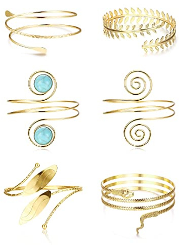 LOLIAS 6 Pezzi Braccio Bracciale Set per Donne Regolabile Braccio Superiore Polsino Set Minimalista Braccio Bracciali Punk Spirale Braccio Braccialetto Gioielli Bracciale