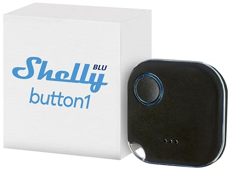 Shelly BLU Button 1, Botón Negro Bluetooth De Acción y Escena, Automatización Del Hogar, iOS Android App, Hub No Requerido, Larga Duración De Batería, Indicador LED, Zumbador, Amplia Gama