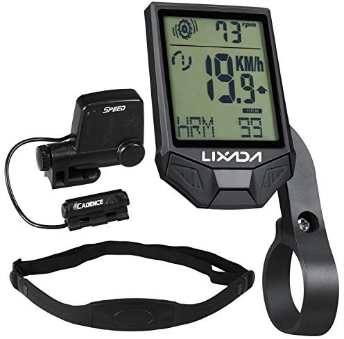 KOCAN Cadence Heart Rate Monitor, Cycling Wireless Computer with Heart Rate Sensor Multifunctional Rainproof Cycling Computer with Backlight LCD
