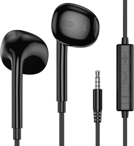 MOSWAG Wired Earbuds with Microphone, 3.5mm Jack In Ear Headphones with Microphone Compatible with Smartphones, Computers, Laptops, IPads, MP3 Players and Most 3.5mm Audio Devices