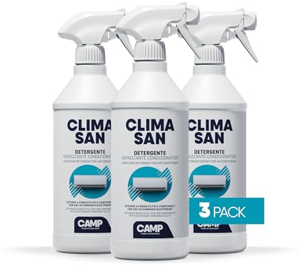 ‎CAMP CLIMASAN DETERGENT, pour climatiseurs spécifique pour filtres, composants et unités extérieures, 3 x 750 ml, 3 x 750 ml