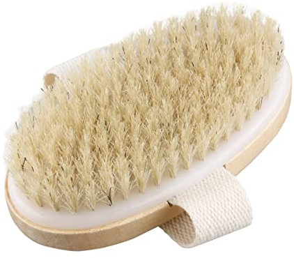 POPETPOP Wooden Bath Bristle Brush Natural Pig Bristle Spa Exfoliating Body Shower Brush Without Handle Suitable for Dry Brushing and Skin Cleansing