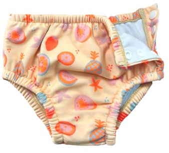 weVSwe Reusable Swim Nappy Baby Girls UPF 50+ Washable Newborn Swimming Diaper Absorbent for Toddlers Swimming Lesson Orange Fruits 0-6 Months