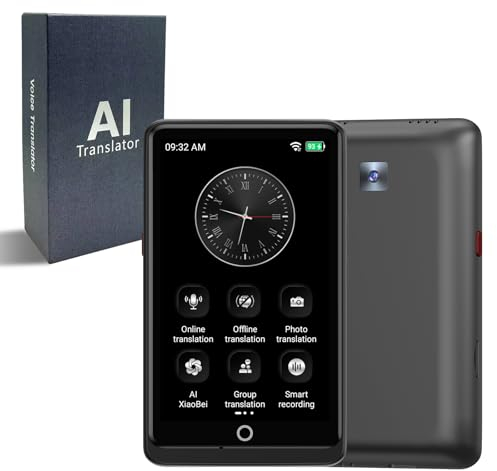 Übersetzer mit Sprachausgabe, Sprachübersetzer Gerät Übersetzungsgerät 4,0 Zoll Touchscreen, 139 Sprachen Unterstützt Sofortige Zwei-Wege-Übersetzung Bild-Übersetzung, Translator für Reisen Lernen