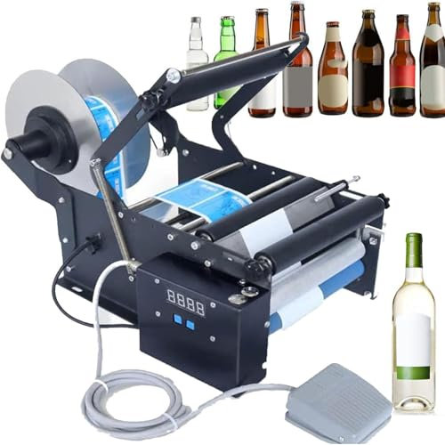 Elektrisk etiketteringsmaskin för rund flaska Halvautomatisk etiketteringsmaskin för rund flaska 20-40 st/min etiketteringsapplikator Rund flask-/burk-/vinmärkningsmaskin för kosmetika