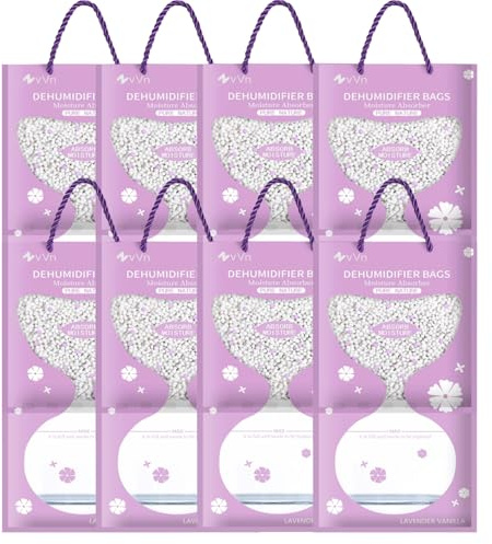 Bolsas Antihumedad Armarios,Set 8 Pzas de 100g Protección Contra Olores y Moho,Bolsas Antihumedad para Armario, baño,Wardrobe,Coche(Púrpura)