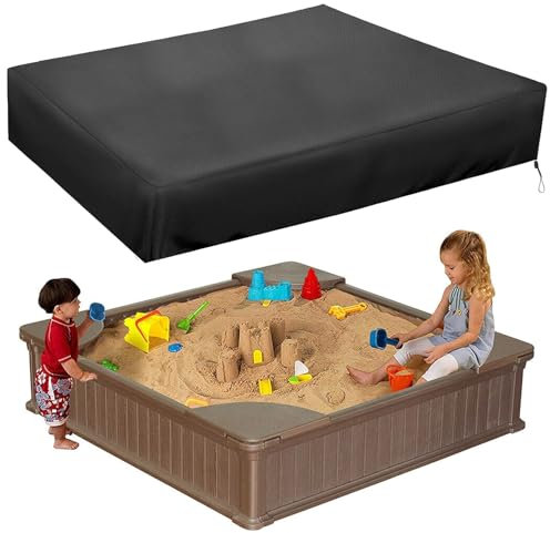 Sandkasten Abdeckung 120x120 Wasserdicht Staubdicht UV- Abdeckplane Sandkasten 210D Oxford-Stoff-Sandkastenabdeckung mit Kordelzug Geeignet für Gartenkinderspielzeug, kleine Gartenbadewanne