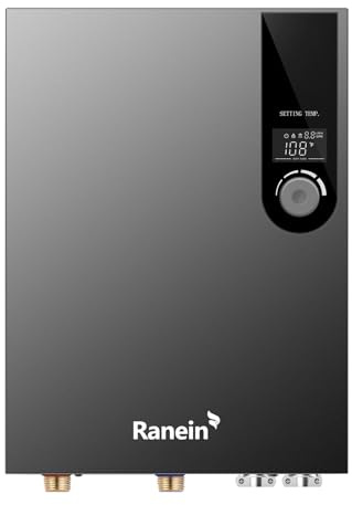 GEN II Ranein Tankless Water Heater Electric, 27kW 240V On Demand Instant Endless Water Heater with Temperature Display, Control Knob, Up to 6.5 GPM for Whole House Water