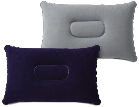 flintronic 2 Pezzi Cuscini Gonfiabili per Viaggio, Cuscino Campeggio Ultraleggero, Portatile Cuscino Gonfiabile, Morbid e Pieghevole, Ideale per Campeggio, Escursioni, Spiaggia, 34 * 22 CM