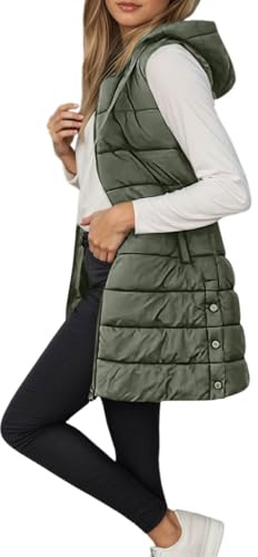 Genérico Chaleco Mujer Largo Invierno Acolchado Chaqueta Sin Mangas Algodón Chalecos Casual Moda Abrigo Con Capucha Abrigos De Invierno Otoño Termico Cálido Talla Grande Outwear Con Cremallera
