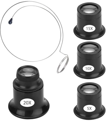 Lente d'ingrandimento per orologiaio, 5x/10x/15x/20x, portatile, con lente d'ingrandimento in acciaio, per orologiaio, monete, elettricista