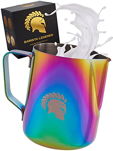 Barista Legends® Bricco latte in acciaio inox rainbow 600ml con beccuccio speciale Latte Art - Bollitore latte lucida - Bricco latte professionale acciaio inox per baristi - Accessori per baristi…