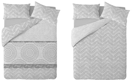 Textilhome Funda Nórdica Mandala Cama 150 240x220 cm Microfibra Gris