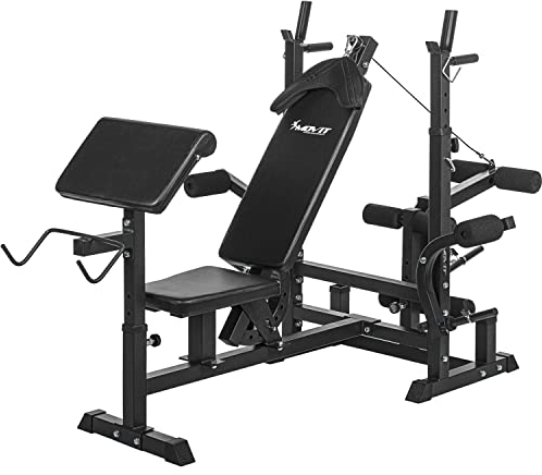 MOVIT Kraftstation PRO, Dip-Station, Butterfly, Curlrack, Beincurler, Seilzug, schwarz