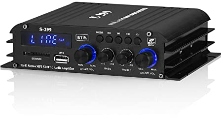 HiFi 4.0 Channel Bluetooth Digital Power Amplifier for Home/Car Bass Audio Amp (S-299)