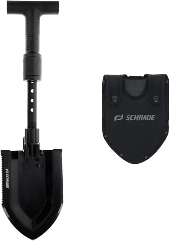 Schrade Delta Class Pay Dirt Shovel 2 lbs with Folding Capabilities, Durable 3Cr Steel, Black Oxide Finish for Outdoor Exploring, Hiking