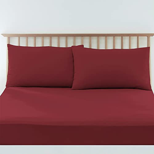 Pizuna Luxuriöser Soft-Satin 2er Pack Kissenbezug 40x80 cm Rio-Rot, 400 Fadenzahl Baumwolle Quadratisch Kissenbezüge, 100% Langstapel Baumwolle Kissenbezug (Rio-Rot,40x80 cm)