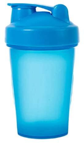 Protein shaker-flaska 400 ml med metallmixerboll läckfri lock med skakkoppar för proteintillskott fitness och träningspartnerpulver (blå)