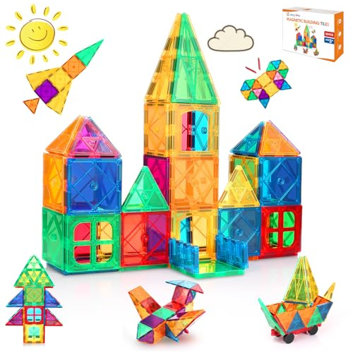 LeagoEra 50 Pezzi Costruzioni Magnetiche Giochi Bambini, Magneti per Ragazzi, Giocattoli 3 4 5 6 7 Anni