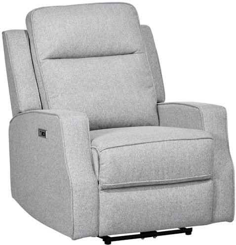 HOMCOM Sillón Relax Reclinable Eléctrico Sillón Relax de Salón con Reposabrazos Ángulo de Reclinación hasta 150°y USB Carga 136 kg Sofá Reclinable para Salón Oficina Dormitorio 84x92x104 cm Gris