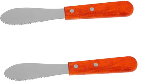 PRETYZOOM Butterspatel-verteiler 2-teiliges Set Gezackte Kante Edelstahlklinge Holzgriff Für Frischkäse-glasur