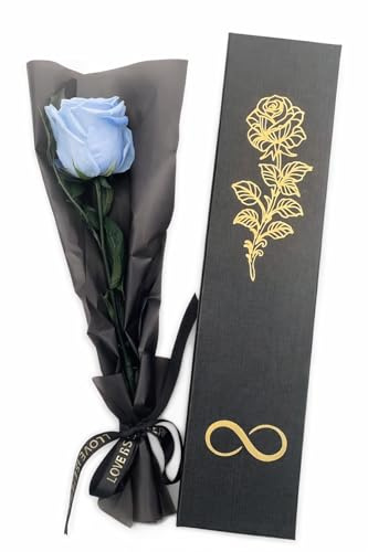 Pandiui23 Rosa Eterna preservada, Rosa eterna, Rosa Natural Preservada, Flores Preservadas, Regalo San Valentín, Regalo Dia de la Madre Regalo Mama, Regalo Navidad, (Rosa Azul)