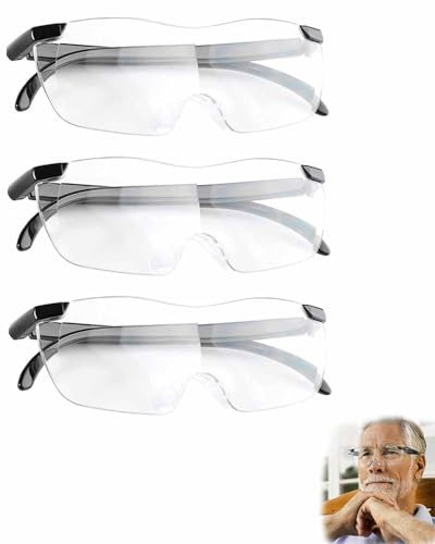 3 Stück Vergrößerungsbrille, 3X 5X 10X Lese Lupenbrille, Bequeme Nasenstütze, Anti blaues Licht, Brille Geformtes Design befreit Hände, Geeignet für Nahbereichsarbeiten, Nähen, Produktion