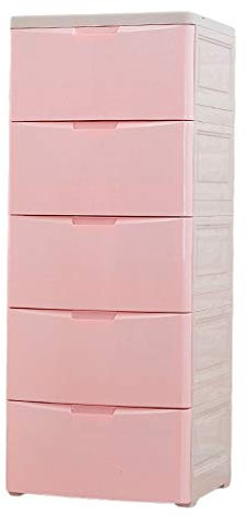 Barnskåp i plast med 6 lager rosa 114 cm bred tjock låda babygarderob