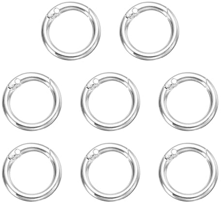 QUARKZMAN 8pcs Anillo de Resorte, 19mm O Ring Llavero Mosquetón Clip Hebilla Redonda Cierre de Metal Aleación Broche Accesorio para Senderismo Manualidades DIY Bolsa Decoración, Plateado