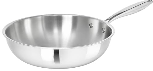 TeCuisine - Wok Inox 18/10 Triply – 28 cm – Sans Revêtement – Sans PFAS, PFOA, PTFE – Compatible Tous Feux Dont Induction – Manche Riveté Froid – Cuisson Saine et Durable